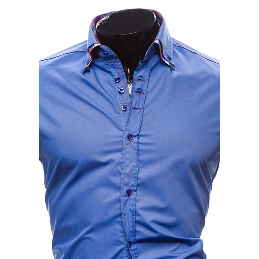 Niebieska koszula męska elegancka z długim rękawem Denley 3701