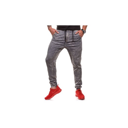 Szare spodnie jeansowe joggery męskie Denley 4156-1