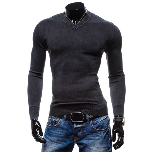 Czarny sweter męski w serek Denley B916