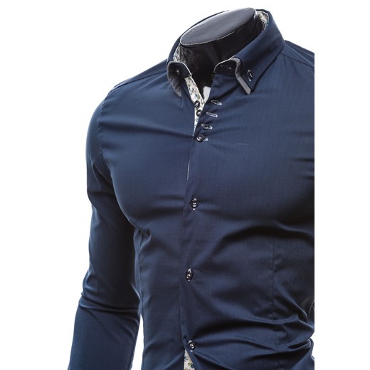Granatowa koszula męska elegancka z długim rękawem Denley 7180