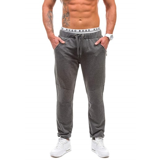 Antracytowe spodnie dresowe męskie Denley 1010