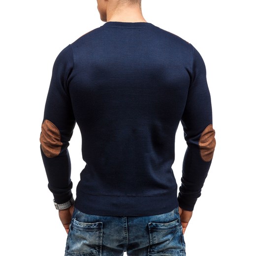 Granatowy sweter męski w serek Denley 6032