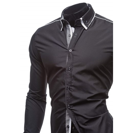 Czarna koszula męska elegancka z długim rękawem Bolf 5901