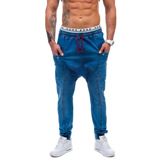 Niebieskie spodnie jeansowe baggy męskie BOLF 654