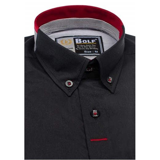 Czarna koszula męska elegancka z długim rękawem Bolf 6858
