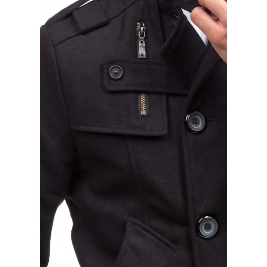 Czarny płaszcz męski zimowy Denley EX903