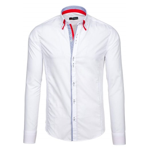 Biała koszula męska elegancka z długim rękawem Denley 6859