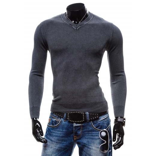Czarny sweter męski w serek Denley R916