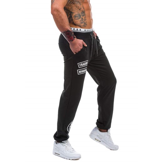 Czarne spodnie dresowe męskie Denley 1061