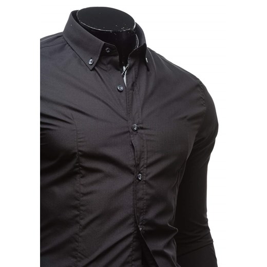 Koszula męska elegancka z długim rękawem czarna Bolf 1703-1