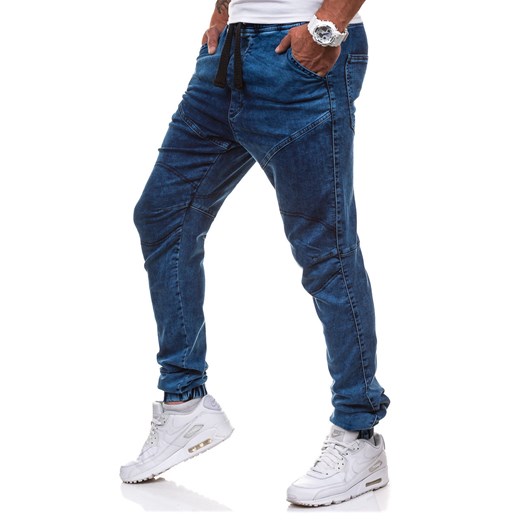 Niebieskie spodnie joggery męskie Denley 4014-1