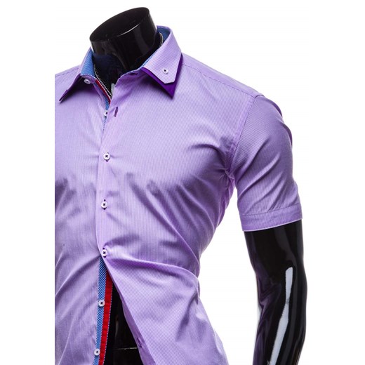 Fioletowa koszula męska elegancka z krótkim rękawem Denley 004D