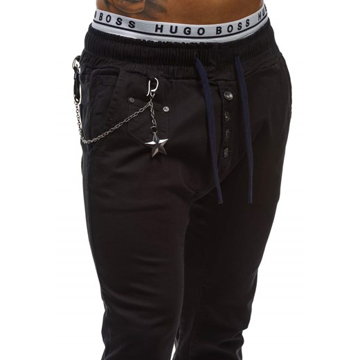 Czarne spodnie jeansowe joggery męskie Denley 807