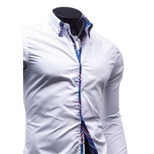 Biała koszula męska elegancka z długim rękawem Denley 3721