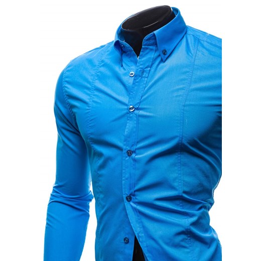 Koszula męska elegancka z długim rękawem niebieska Bolf 4705-1