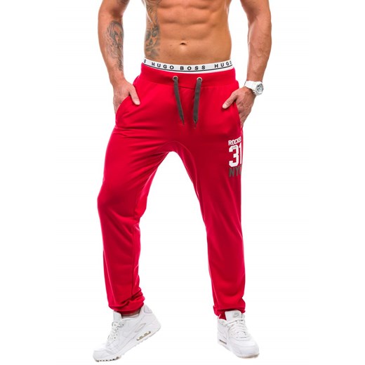 Czerwone spodnie dresowe męskie Denley 1045