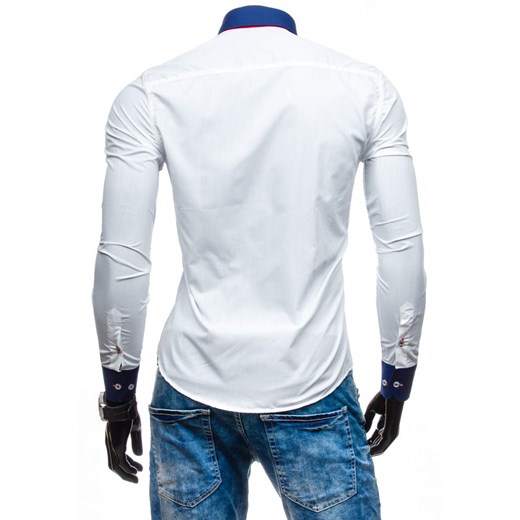 Biała koszula męska elegancka z długim rękawem Bolf 5825