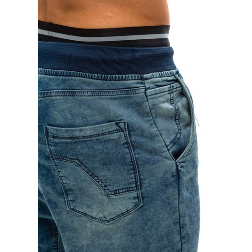 Granatowe spodnie jeansowe baggy męskie Denley 004