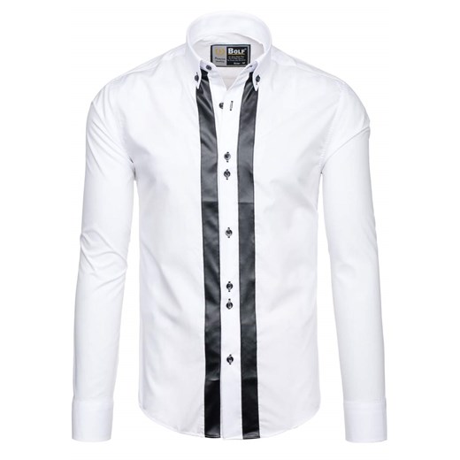 Biała koszula męska elegancka z długim rękawem Bolf 6854