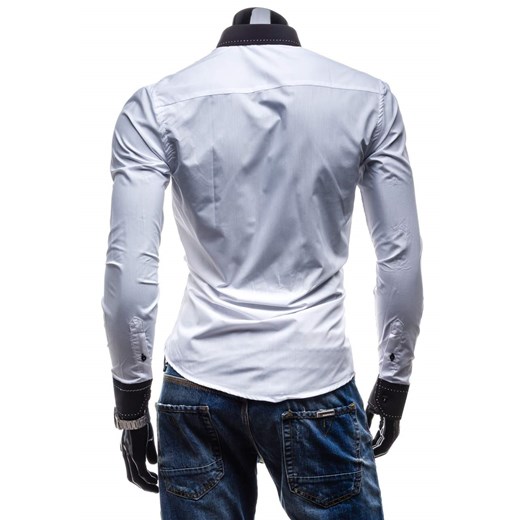 Biała koszula męska elegancka z długim rękawem Denley 4750