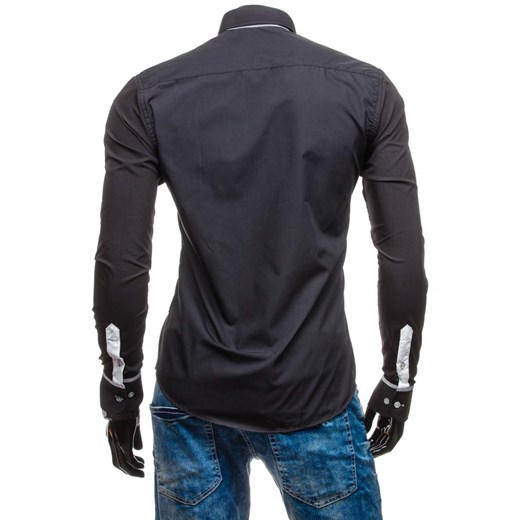 Koszula męska elegancka z długim rękawem czarna Bolf 5811