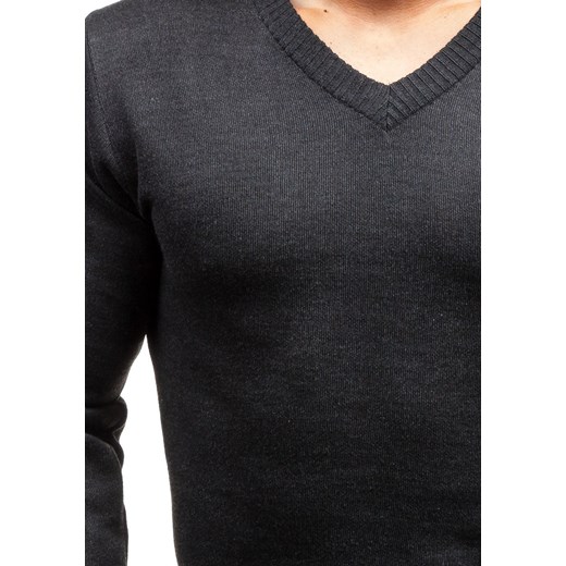 Antracytowy sweter męski w serek Denley 6006