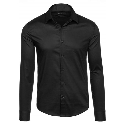 Czarna koszula męska elegancka z długim rękawem Denley 143