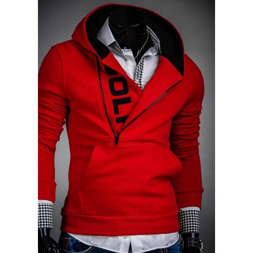 Bluza męska z kapturem z nadrukiem czerwona Bolf 01S