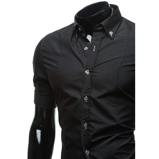 Koszula męska elegancka z krótkim rękawem czarna Bolf 5535