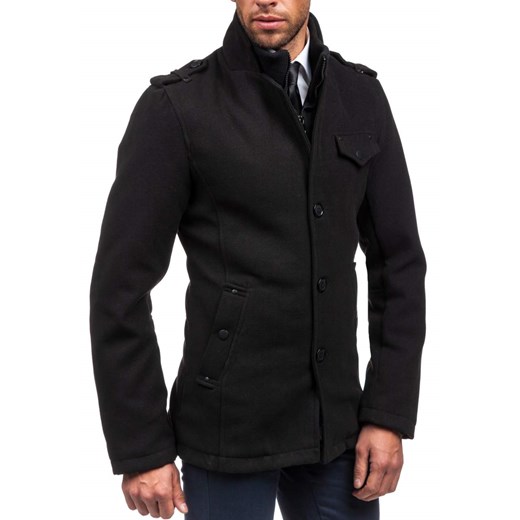 Czarny płaszcz męski zimowy Denley EX908