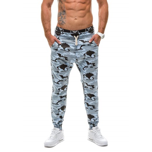 Spodnie dresowe joggery męskie moro-niebieskie Denley 0367
