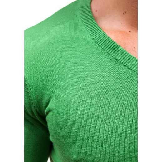 Zielony sweter męski w serek Denley 1817