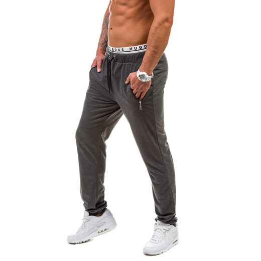Antracytowe spodnie dresowe męskie Denley 1060