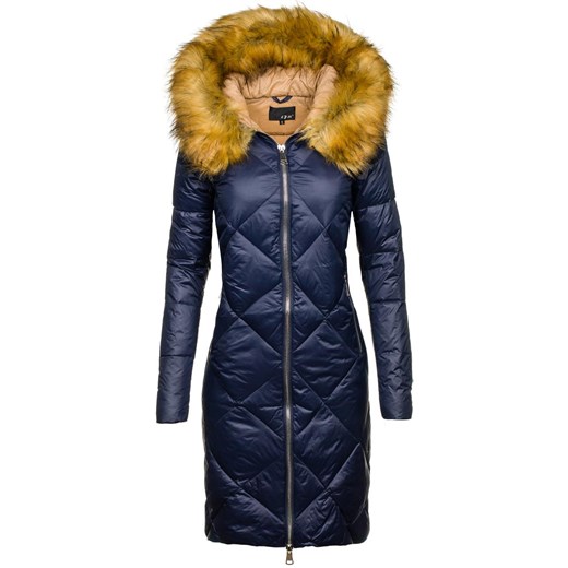 Granatowy płaszcz damski zimowy Denley 8069