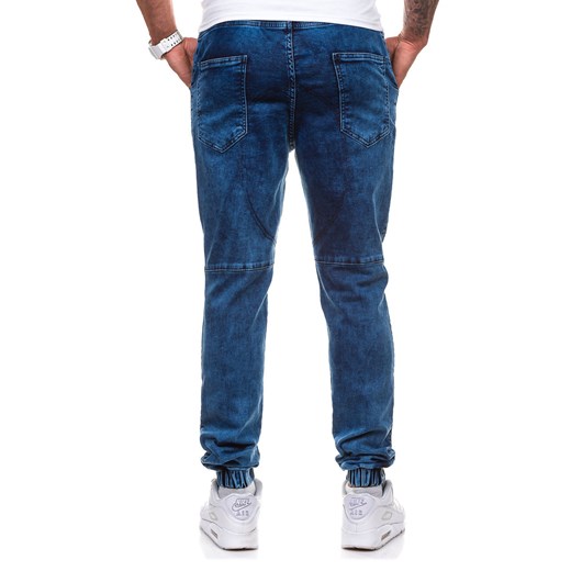 Niebieskie spodnie joggery męskie Denley 4014-1