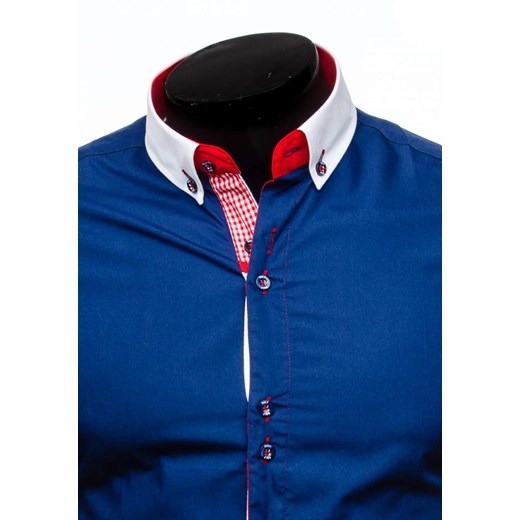 Granatowa koszula męska elegancka z długim rękawem Bolf 5825