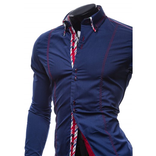 Granatowa koszula męska elegancka z długim rękawem Denley 5706