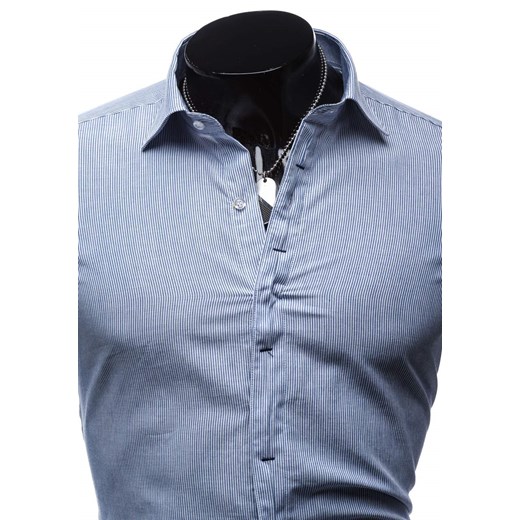 Koszula męska elegancka z długim rękawem niebieska Denley 04
