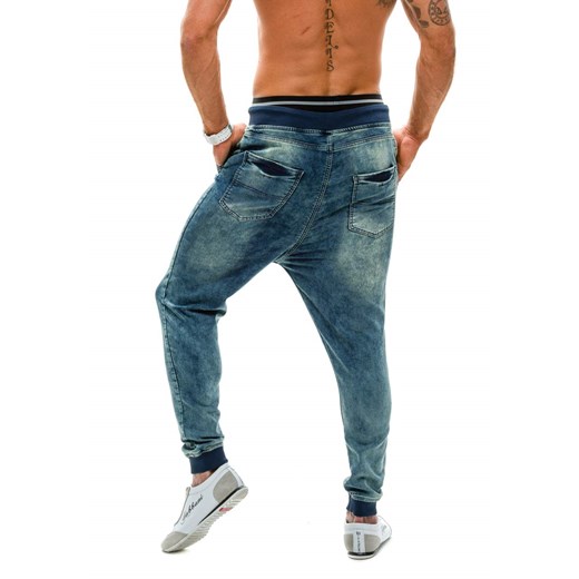 Granatowe spodnie jeansowe baggy męskie Denley 007B