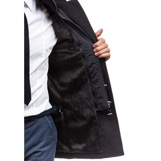 Czarny płaszcz męski zimowy Denley 8856B