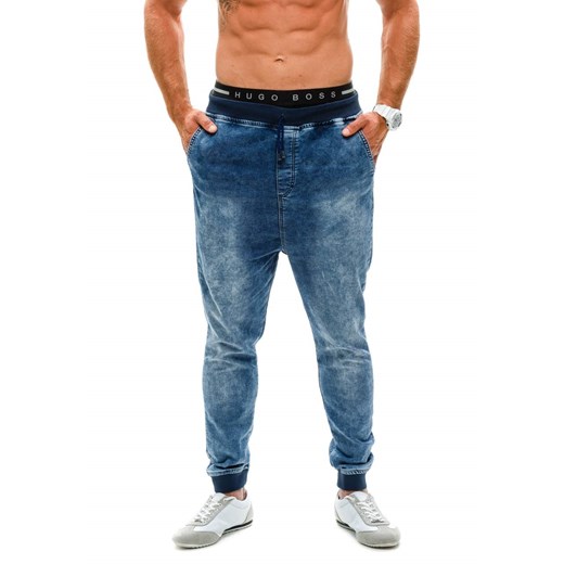Niebieskie spodnie jeansowe baggy męskie Denley 007B
