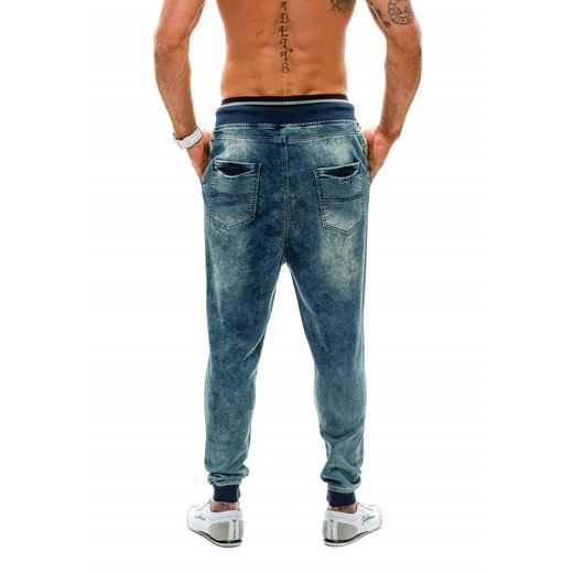 Granatowe spodnie jeansowe baggy męskie Denley 007B