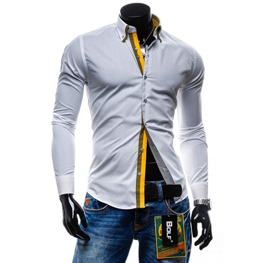 Koszula męska elegancka z długim rękawem biała Bolf 4708