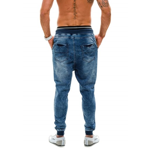 Niebieskie spodnie jeansowe baggy męskie Denley 007B