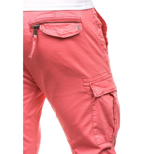 Spodnie bojówki męskie różowe Denley 8380
