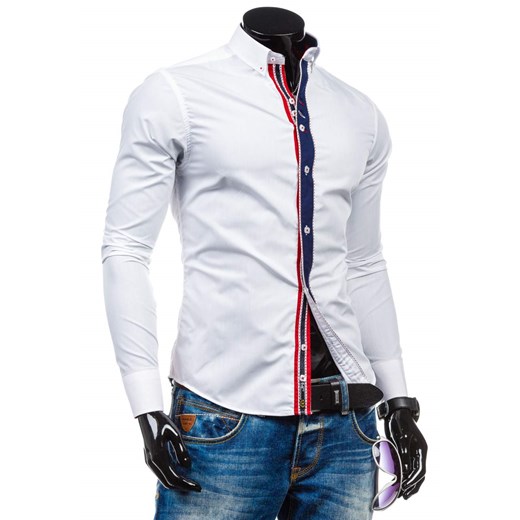 Koszula męska elegancka z długim rękawem biała Bolf 5827