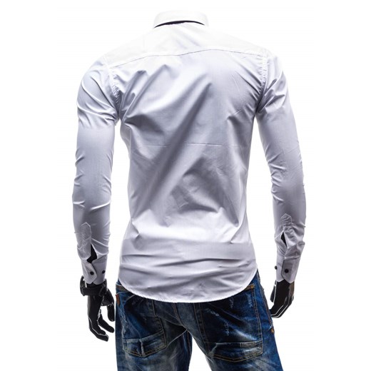 Biała koszula męska elegancka z długim rękawem Denley 2767