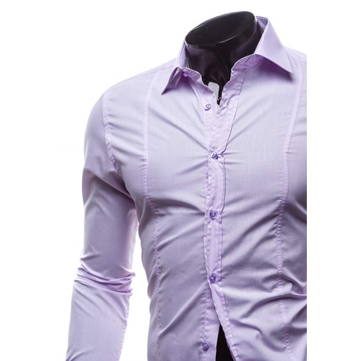 Fioletowa koszula męska elegancka z długim rękawem Denley 4705