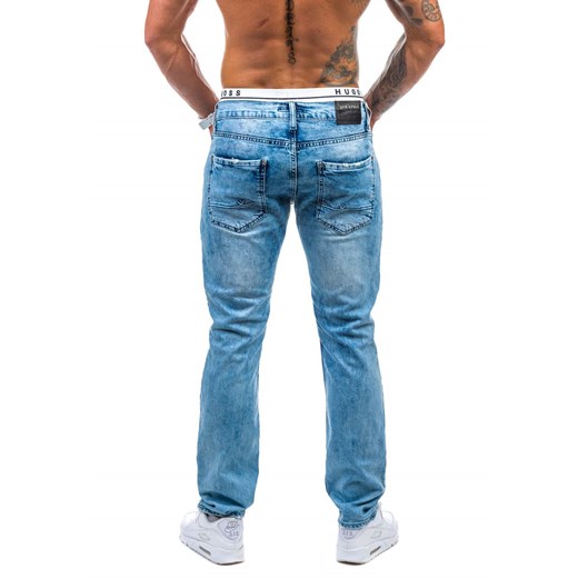 Niebieskie spodnie jeansowe męskie Denley 4576(9696)