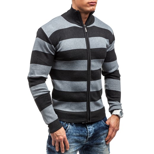 Antracytowy sweter męski rozpinany Denley 6018